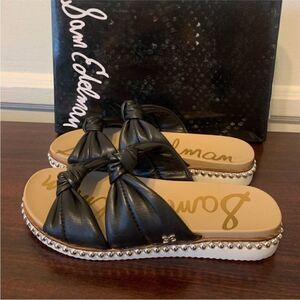 - Sam Edelman alyce knotted strap studded slide Leather sandal size 5 NWT
